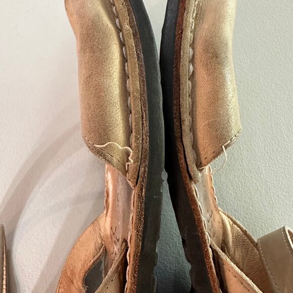 PONS Avarca Menorca Tan Leather Sandals Women’s Size 6 Peep Toe Strap - Picture 6 of 8